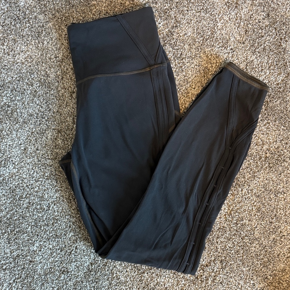 Athleta Black High-Waist Leggings with Side Stitch Detail
